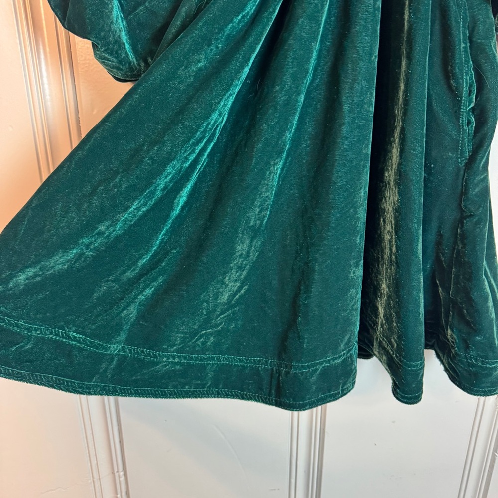 NEW FREE PEOPLE portia velvet mini dress in uncut emerald Size XS - Picture 11 of 16
